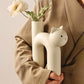 Cute Cat Shaped Ceramic Vase – Modern Desk & Living Room Decoration