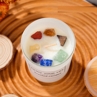 Crystal Stone Soy Wax Candles – Aromatherapy Gift Box for Relaxation & Holidays